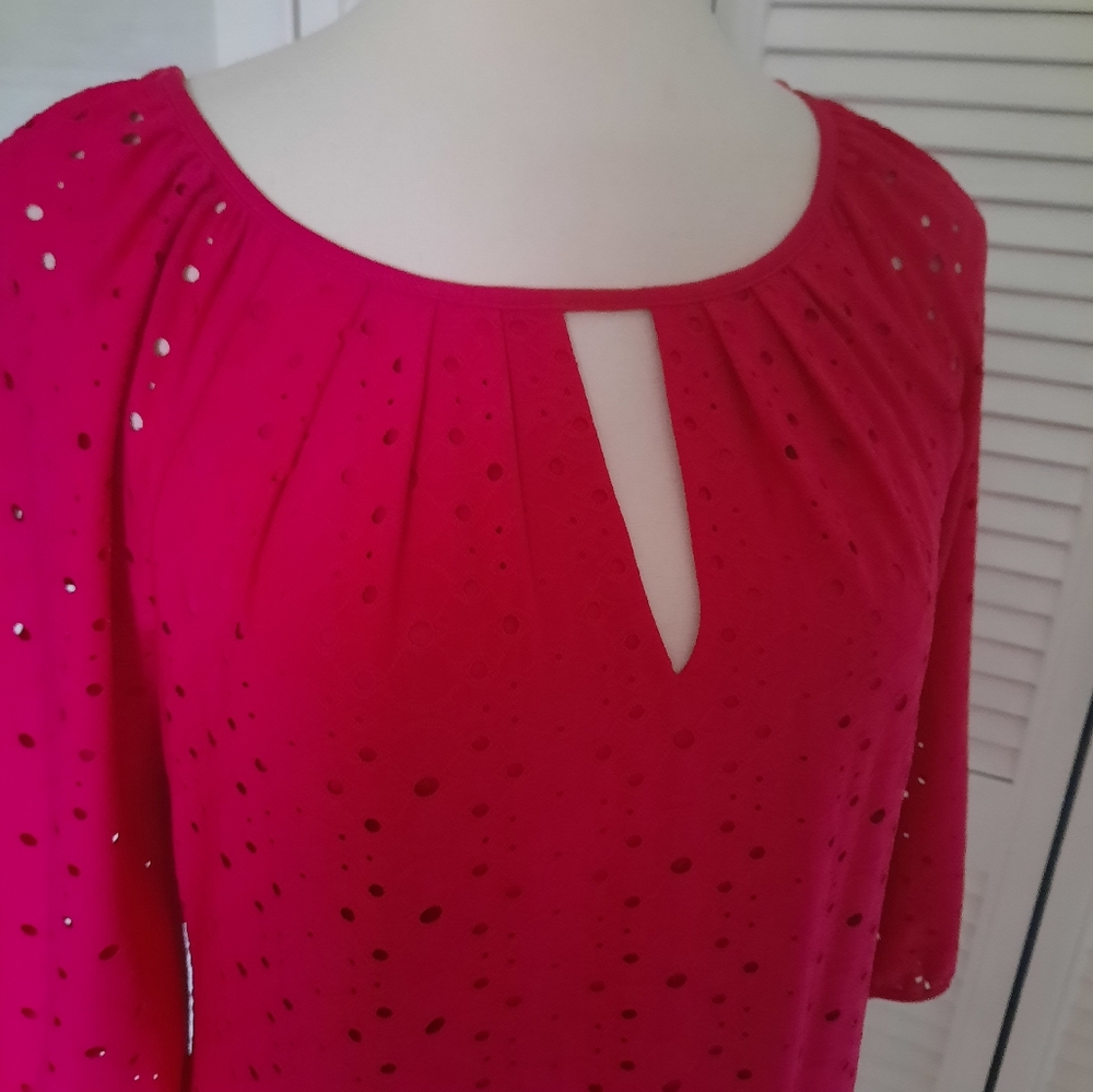 London times stretchy eyelet pink dress sz 6 *6 - Picture 3 of 6